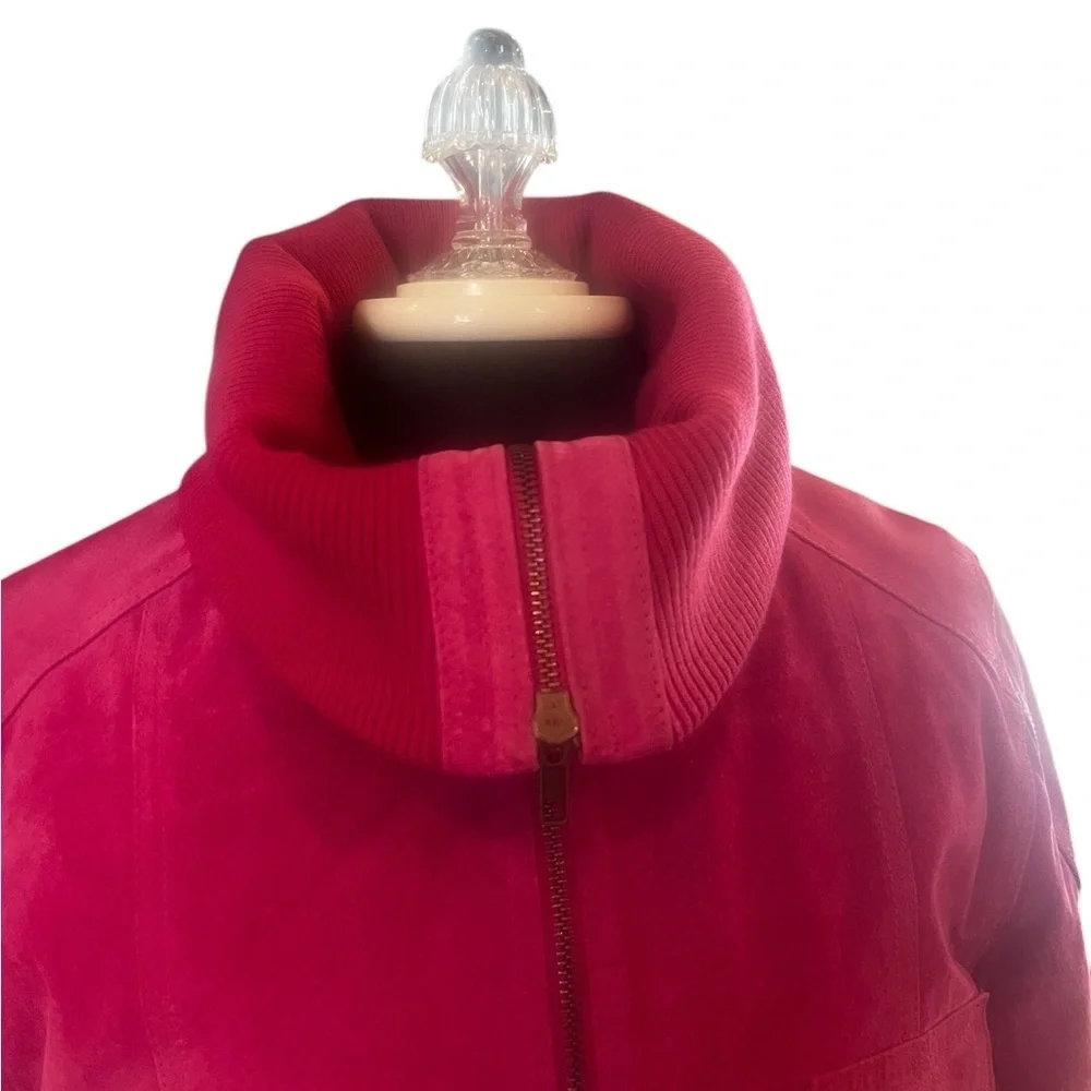 NWT NOS Cuero Pink Fuchsia Suede Bomber Jacket Vintage 2000 Medium - Picture 6 of 15